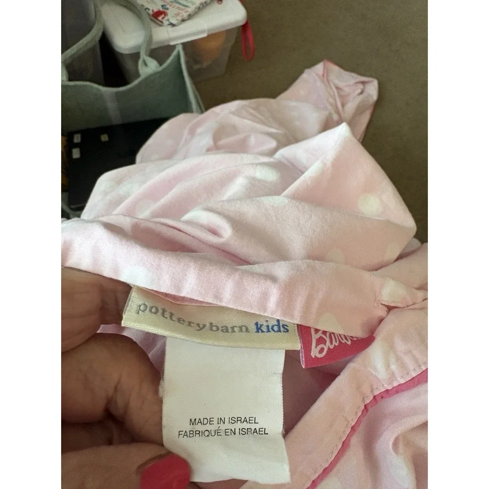 Pottery Barn  full/queen Retro BARBIE Duvet Cover Pink/White Polk Dot RETIRED